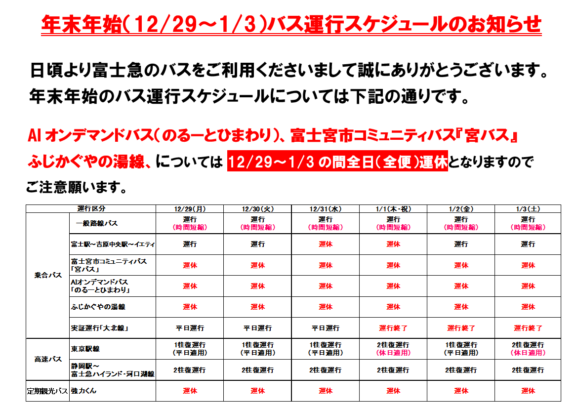 運行スケジュール